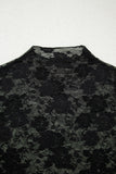Floral Mock Neck Lace Long Sleeve Mesh  Top- 2 Colors