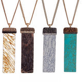 Gold Tone Natural Pendant Necklace with Accent Stones- Turquoise