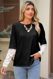 Lace Long Sleeve Drop Shoulder T-Shirt- 2 Colors