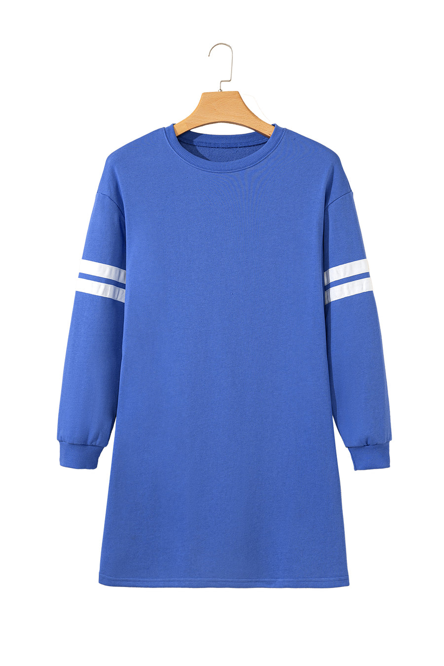 Varsity Striped Long Sleeve Loose Mini Dress with Pockets- 5 Colors