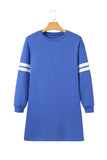 Varsity Striped Long Sleeve Loose Mini Dress with Pockets- 5 Colors
