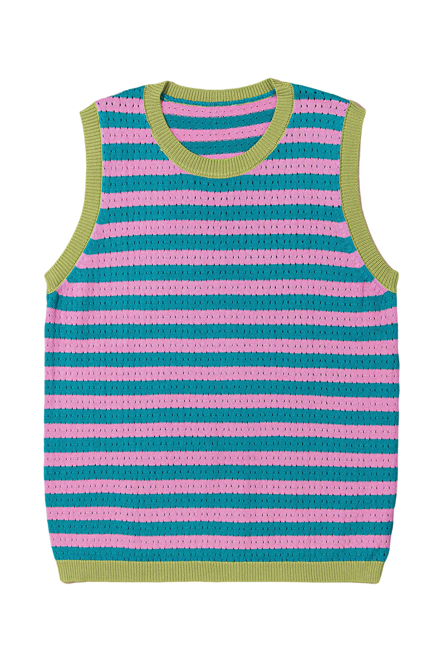 Striped Contrast Trim Sleeveless Sweater Vest- 3 Colors