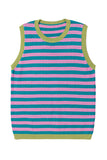 Striped Contrast Trim Sleeveless Sweater Vest- 3 Colors