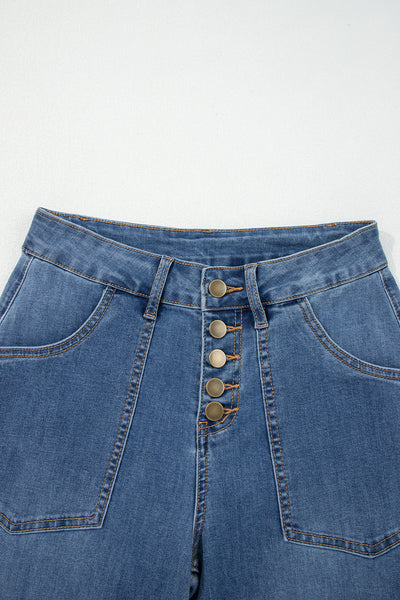 Ashleigh Blue Multi-Button High Waist Wide Leg Jeans