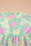 Short Bubble Sleeve Summer Floral Blouse A