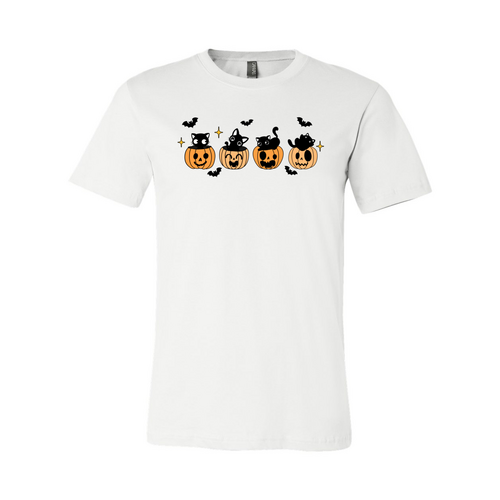 Unisex Black Cats, Pumpkins, & Bats Halloween T-Shirt-  7 Colors