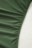 Solid Color Ruffle Trim One-Shoulder One-Piece Swimsuit- 3 Colors