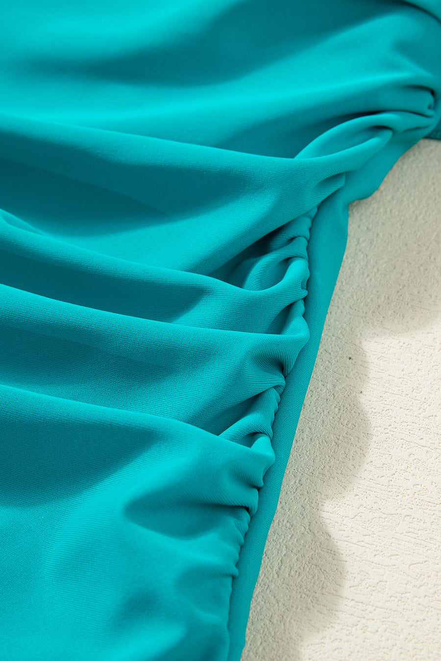 Solid Color Ruffle Trim One-Shoulder One-Piece Swimsuit- 3 Colors