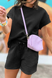 Textured Short Sleeve Top and Shorts Set- 7 Colors