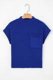 Green Pocket Ribbed Knit Short Sleeve Sweater- 9 Colors