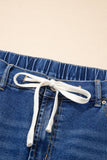 Plus Size Acid Wash Lace-Up Jeans- 4 Colors