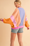 Color Block Patchwork Drop Shoulder Sweatshirt with Pockets- 2 Colors