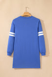 Varsity Striped Long Sleeve Loose Mini Dress with Pockets- 5 Colors