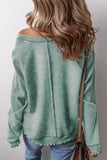 Waffle Knit Patchwork Raglan Sleeve Sweatshirt- 3 Colors