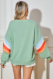 Striped Arm Drop Sleeve Loose Sweatshirt- 2 Colors