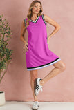 Contrast Trim V-Neck Sleeveless Mini Dress- 2 Colors