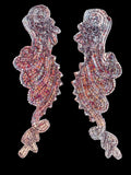 Black Aurora Borealis Beaded Sequin Scroll Appliqués- Mirrored Set of 2