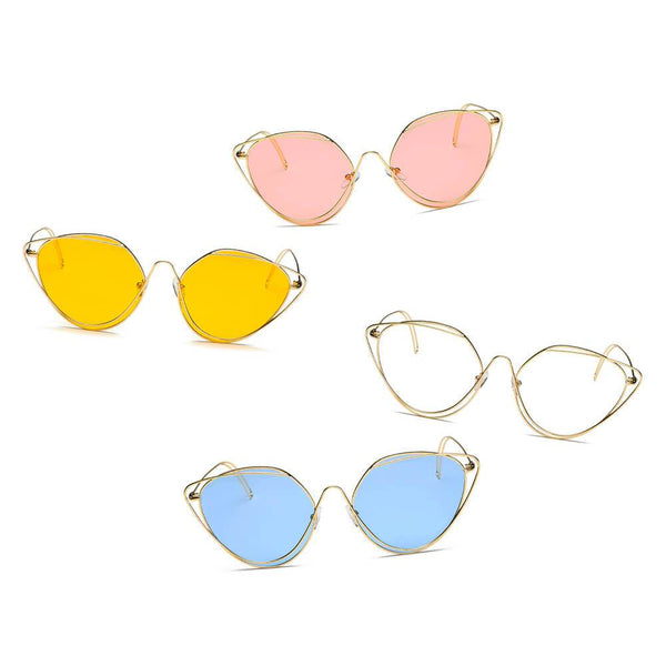 LISLE | Women Fashion Round Wire Art Cat Eye Sunglasses