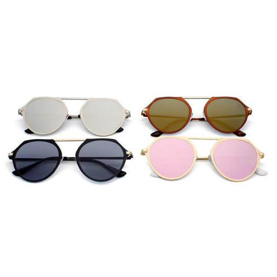 DRESDEN | Modern Flat Top Slender Round Sunglasses- 5 Colors