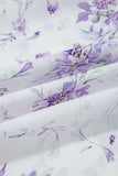 Plus Size Lavender Floral Frill V-Neck Blouse