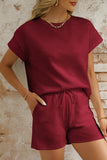 Textured Short Sleeve Top and Shorts Set- 7 Colors