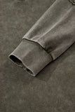 Lace Applique Notched Neck Mineral Wash Baggy Sweatshirt- 4 Colors