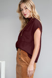 Green Pocket Ribbed Knit Short Sleeve Sweater- 9 Colors