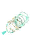 Beaded Stretch Tassel Charm Bracelet- 8 Colors