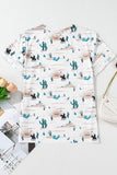 Beige Cactus Cowboy Crew Neck Short Sleeve Graphic T-Shirt