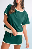 *Pre-Order* Color Block Drop Shoulder T-Shirt and Skort Set- 5 Colors
