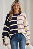Striped Exposed Seam Patchwork Loose Fit Sweater- 4 Colors