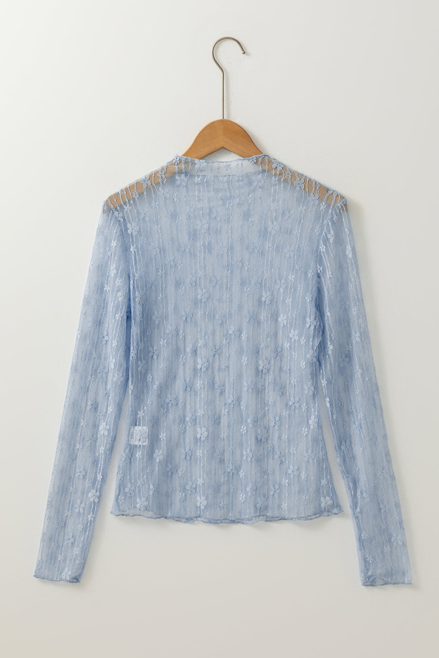 Floral Lace Sheer Long Sleeve Slim Fit Top- 3 Colors