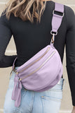 Wide Strap Double Zipper Crossbody Bag- 9 Colors