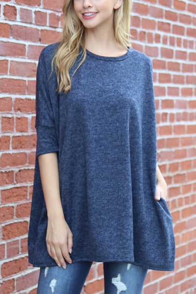 Oversized Drop Shoulder Pocket Tunic- 3 Colors