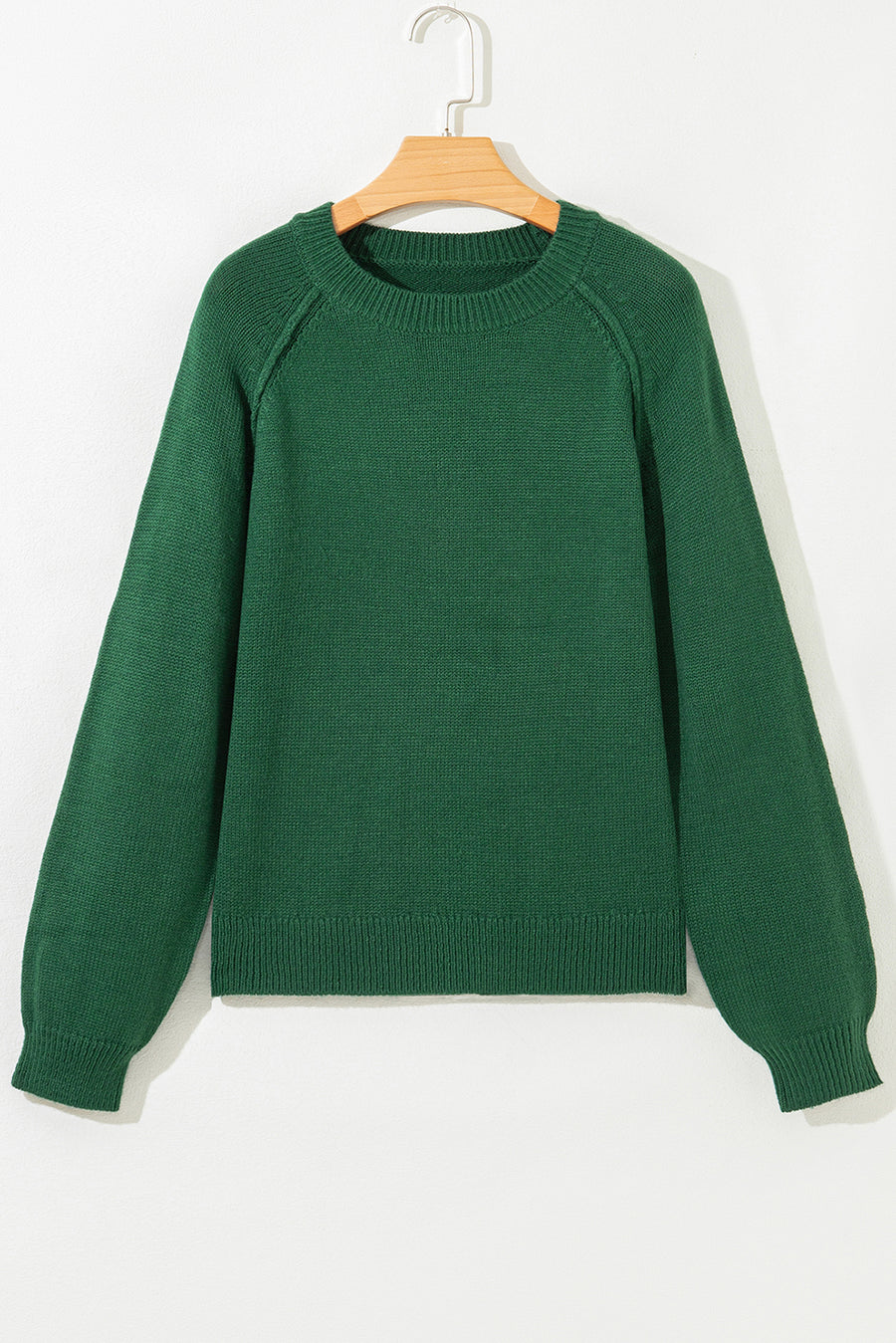 Evergreen Exposed Seam Raglan Sleeve Crew Neck Sweater