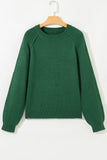 Evergreen Exposed Seam Raglan Sleeve Crew Neck Sweater