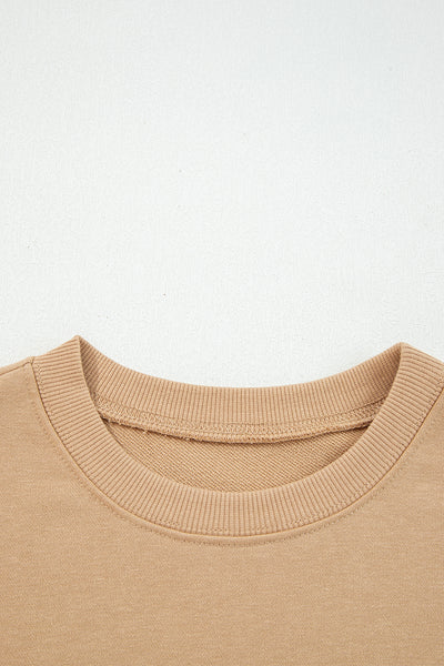 Navy Blue Preppy Striped Sleeve Loose Sweatshirt