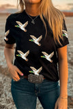 Black Sequin Mallard Duck Graphic T-Shirt