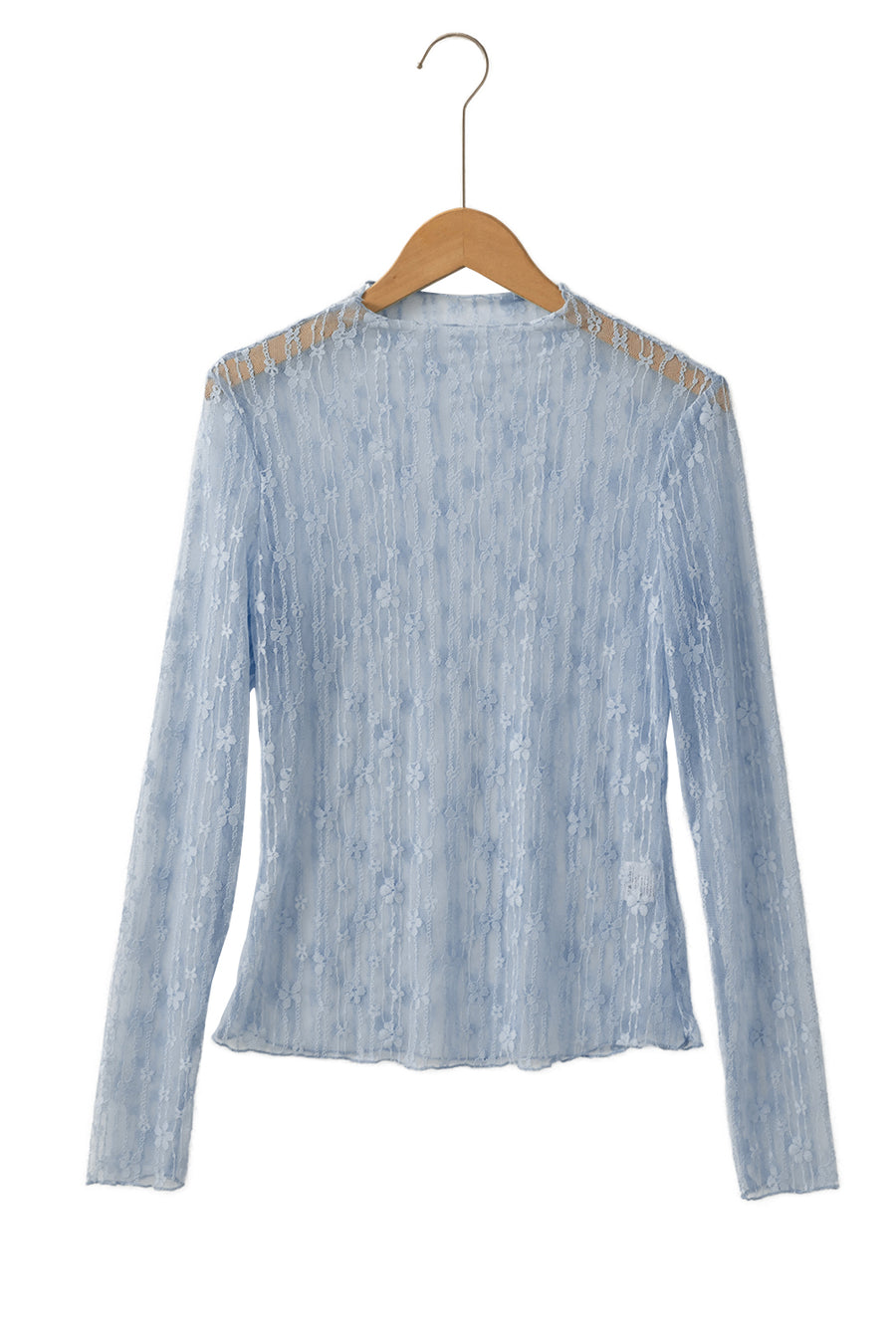 Floral Lace Sheer Long Sleeve Slim Fit Top- 3 Colors