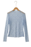 Floral Lace Sheer Long Sleeve Slim Fit Top- 3 Colors