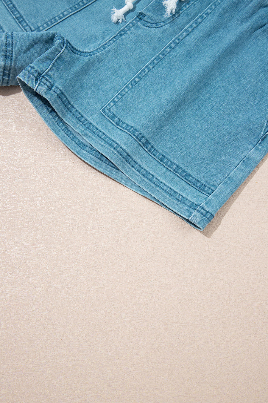 Drawstring Elastic Waist Denim Shorts