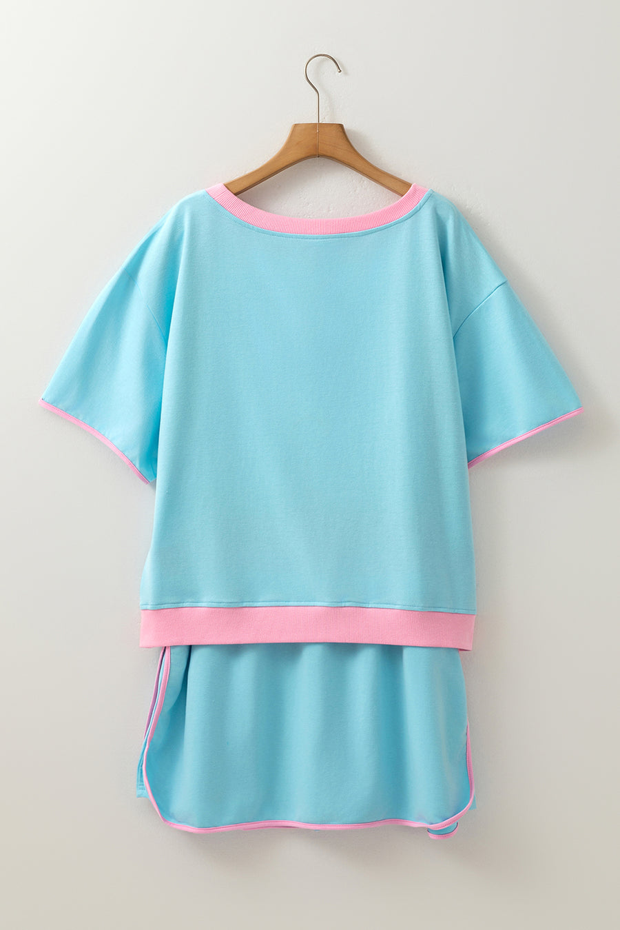 Plus Size Contrast Trim T-Shirt and Skort Two Piece Set- 3 Colors