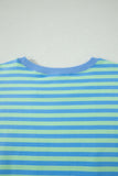 Striped Ribbed Short Sleeve T-Shirt and Shorts Set- 3 Colors