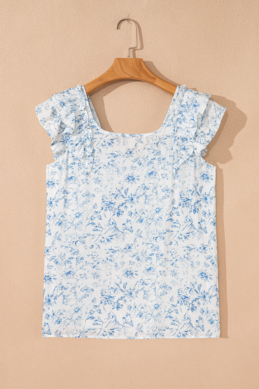 Floral Ruffle Short Sleeve Bow Back Blouse- 2 Colors
