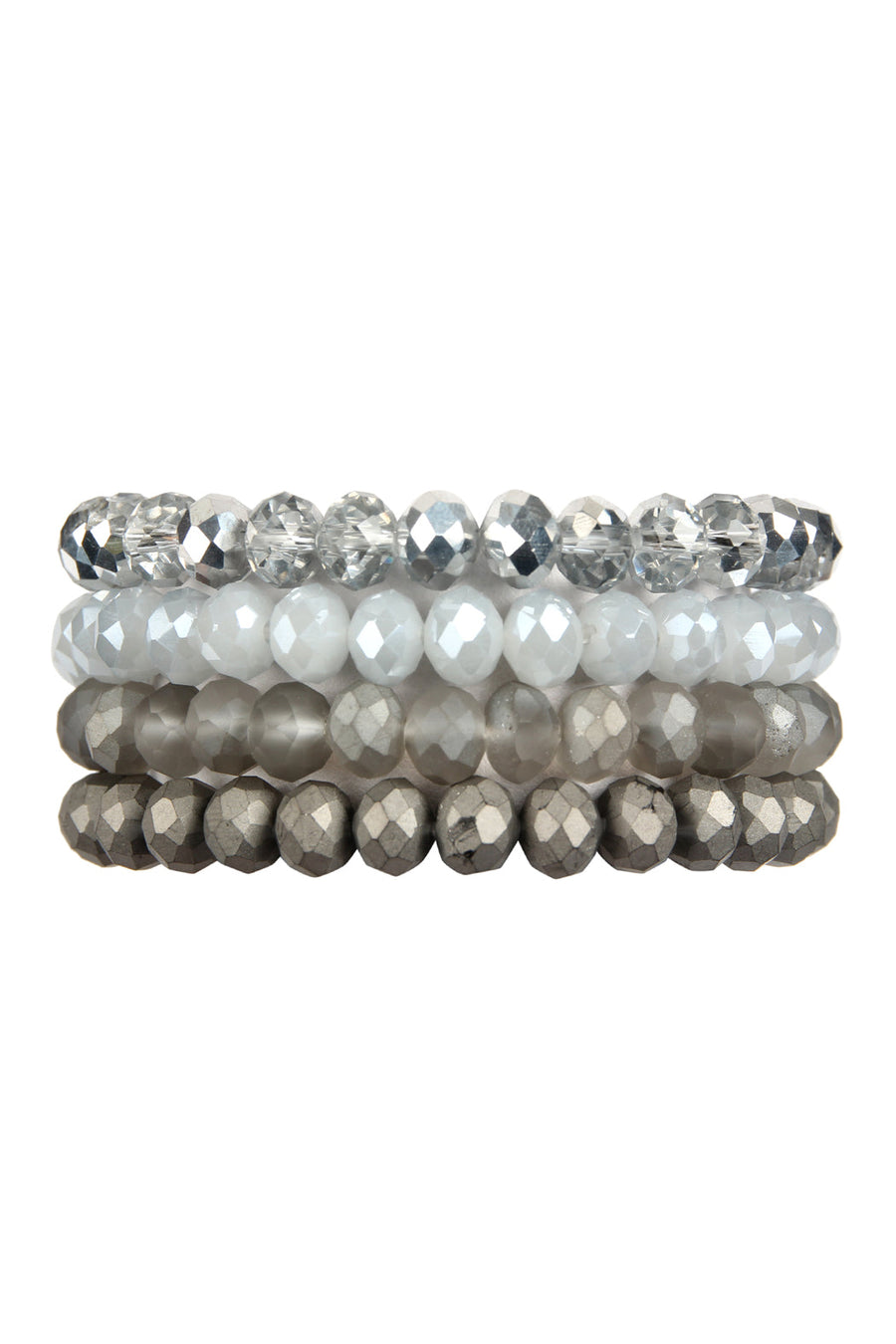 Gray Glass Beaded Stretch Bracelet