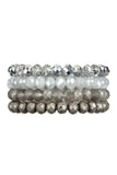 Gray Glass Beaded Stretch Bracelet
