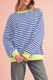 Striped Contrast Trim Oversized Sweatshirt- 4 Colors