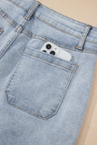 Light Wash High Rise Front Pocket Denim Shorts