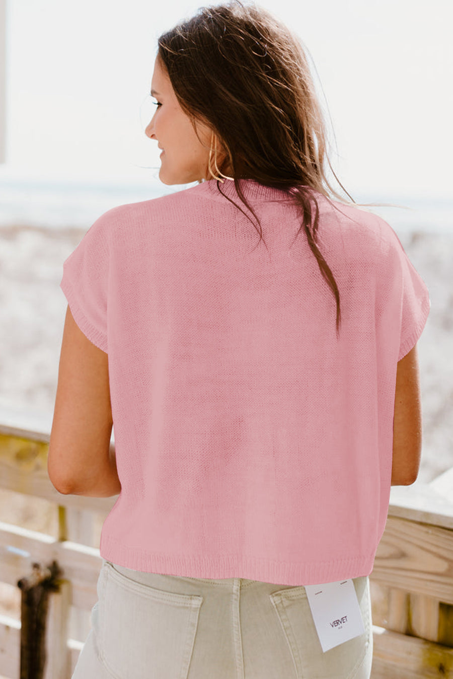 Flower Patch Knit Crew Neck Short Sleeve Sweater- 2 Colors