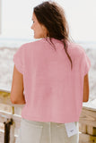 Flower Patch Knit Crew Neck Short Sleeve Sweater- 2 Colors